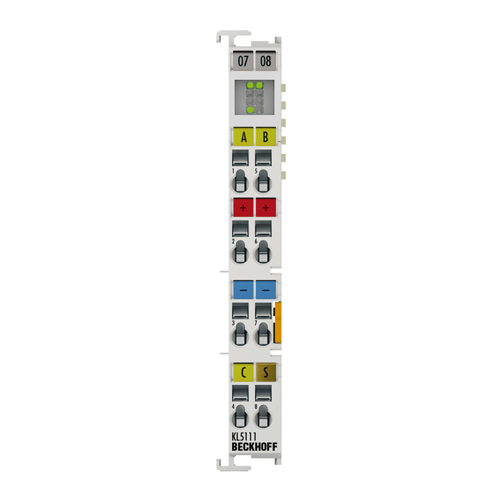 Beckhoff Ethernet Module Beckhoff KL5111 Bus Terminal Incremental Encoder Interface, 24V HTL, A/B/Z, 1M inc/s (4x), 250kHz, 12×100×68 mm