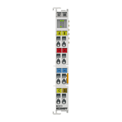 Beckhoff Ethernet Module Beckhoff KL5111 Bus Terminal Incremental Encoder Interface, 24V HTL, A/B/Z, 1M inc/s (4x), 250kHz, 12×100×68 mm