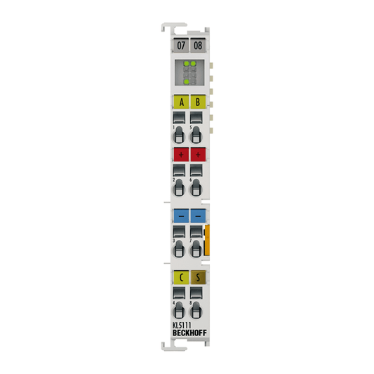 Beckhoff Ethernet Module Beckhoff KL5111 Bus Terminal Incremental Encoder Interface, 24V HTL, A/B/Z, 1M inc/s (4x), 250kHz, 12×100×68 mm