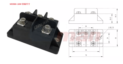 Bro-Electric MDS100-12 (3 Pieces) Thyristor rectifier module : MDS100-12 ( Mounting dimensions 70*36 ) (3 Pieces)