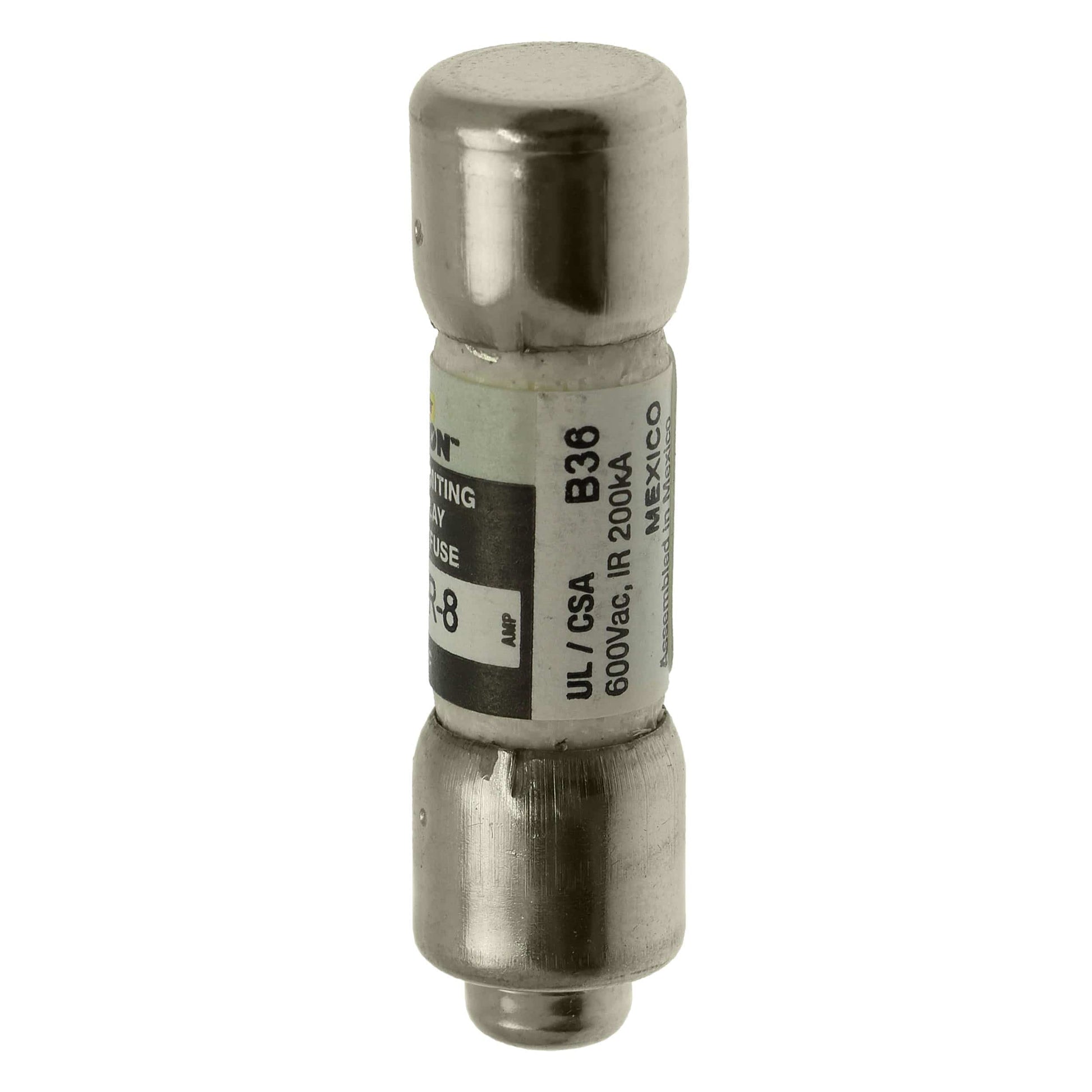 Bussmann Eaton Bussmann FNQ-R-8 Class CC Time-Delay Dual-Element Fuse, 8 A, 600 VAC, 200 kA Interrupting Rating – Pack of 10