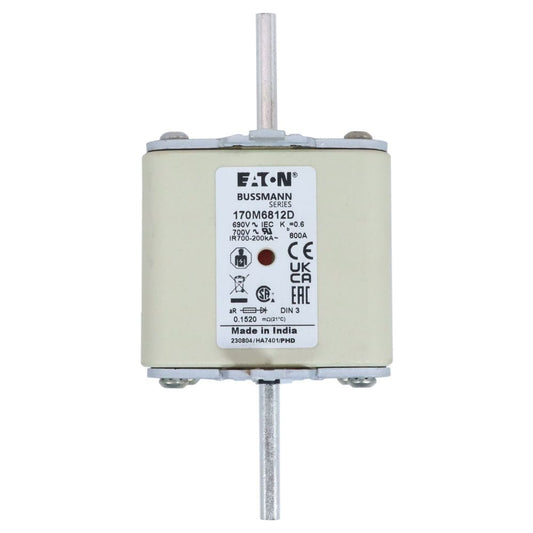 Eaton Bussmann 170M6812D High Speed Square Body Fuse - 800A 690V - Technical Datasheet View