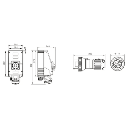 CZ Power Sockets CZ CZ0253 Explosion-proof Cable-Mounted Socket, All-Plastic, 10-150A, Ex de IIC T6 Gb, IP65