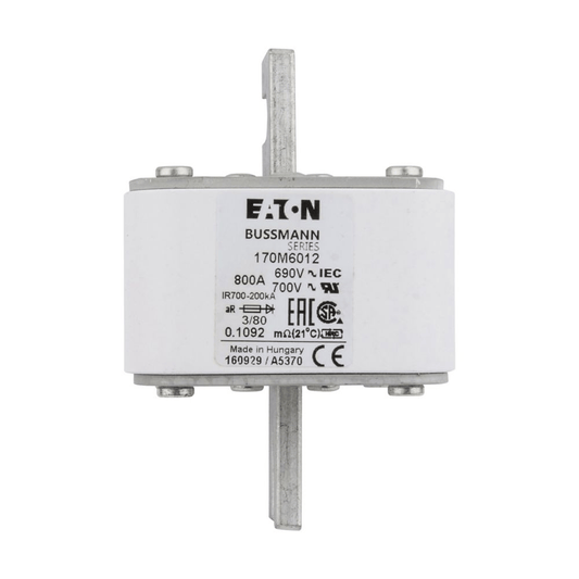 Eaton Bussmann 170M6012 High Speed Square Body Fuse - 800A aR Protection - Technical Datasheet View