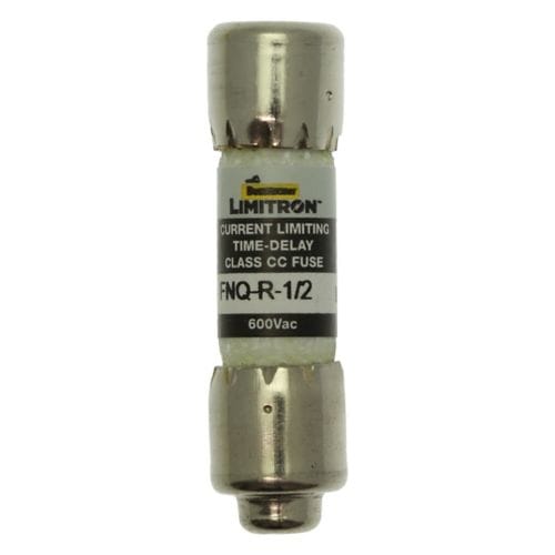 EATON Eaton Bussmann FNQ-R-1/2 Fuse, Class CC Time-Delay Dual-Element Current-Limiting, 0.5A 600VAC, 200 kA Interrupting, 10×38 mm – Pack of 10