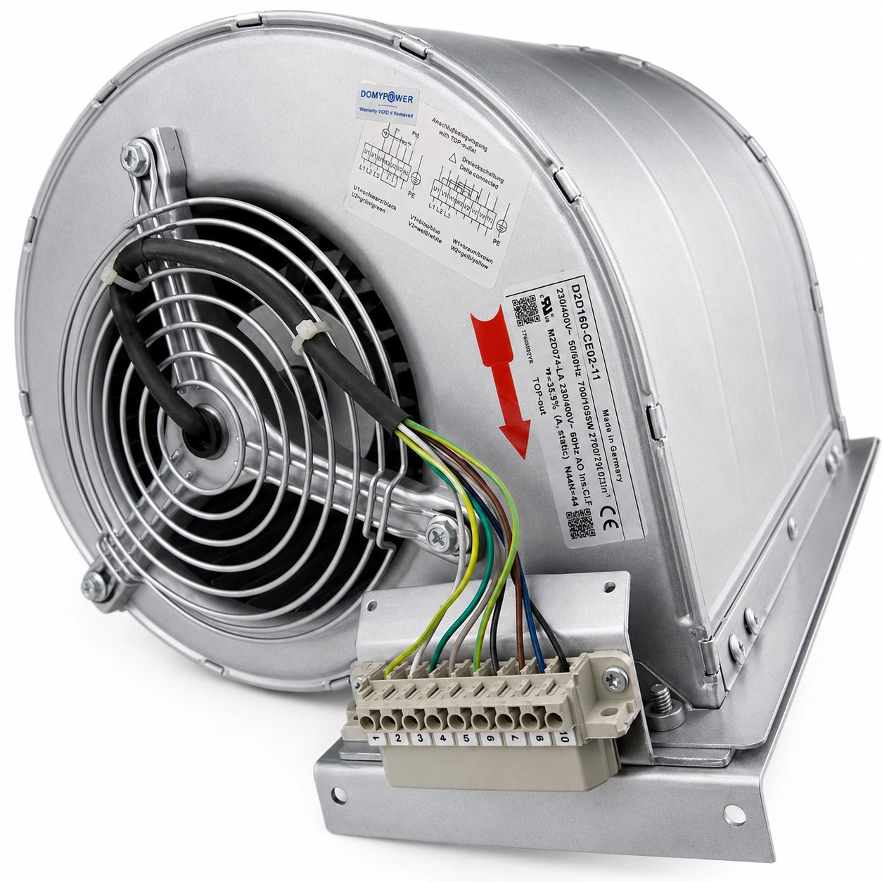 ebm-papst D2D160-CE02-11 AC Centrifugal Fan, 3-Phase, Forward-Curved Dual-Intake