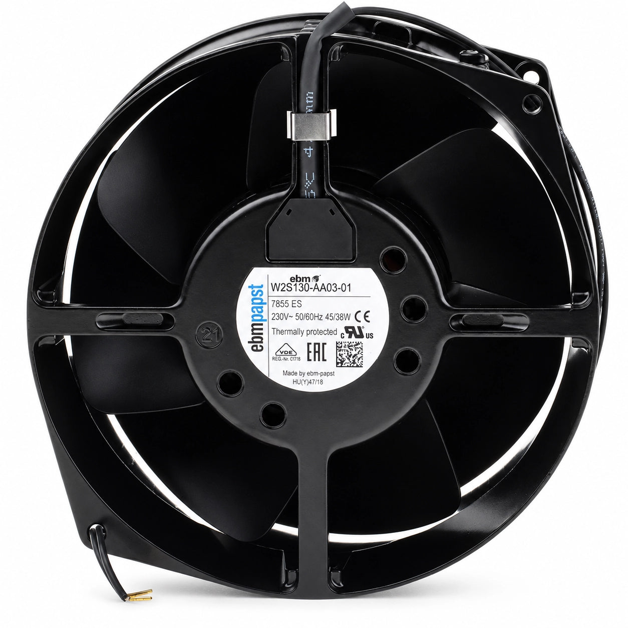 ebm-papst W2S130-AA03-01 AC Axial Fan, 230 V AC, 45/38 W