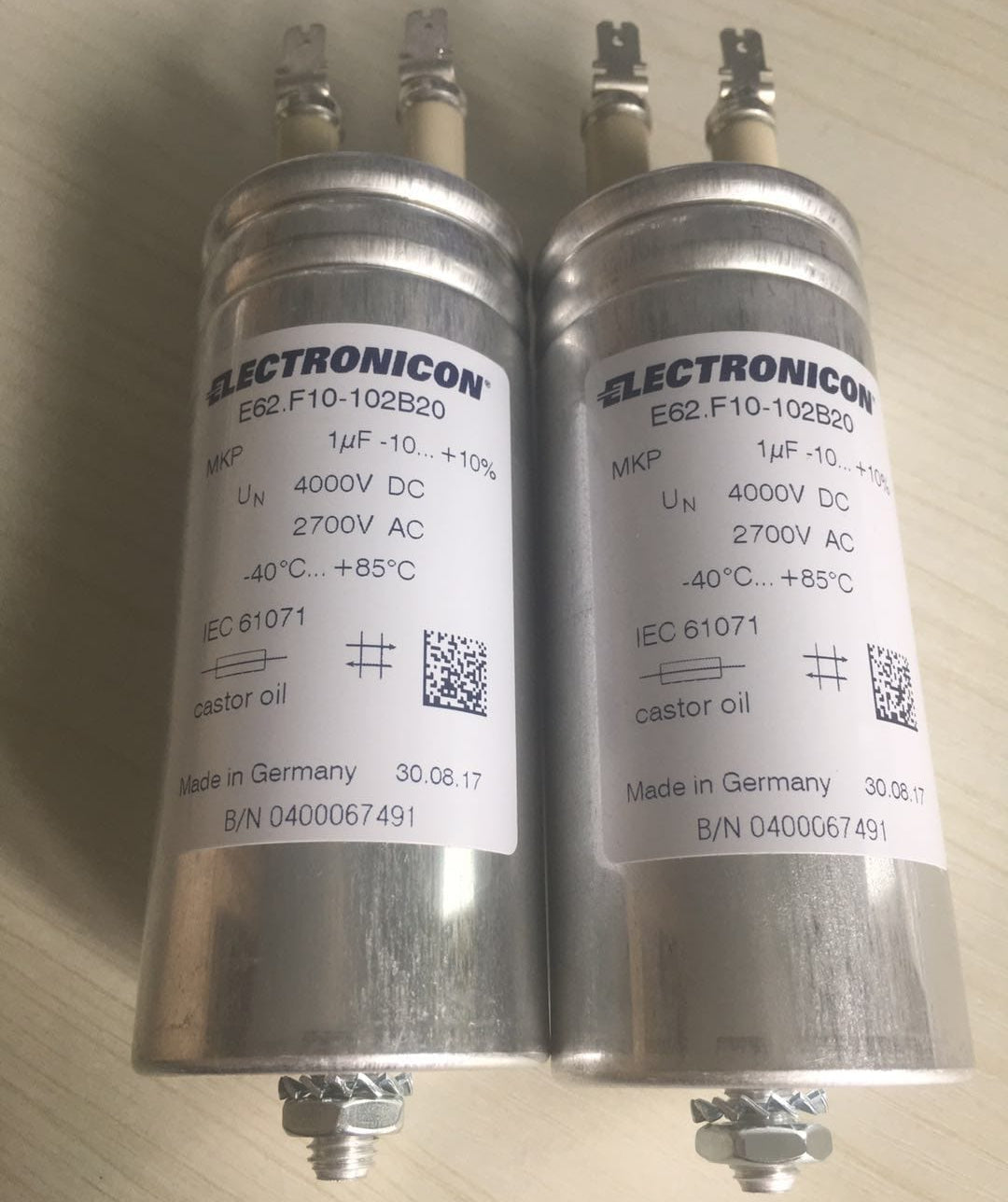 ELECTRONICON ELECTRONICON E62.F10-102B20 1UF 4000VDC 2700VAC Capacitor