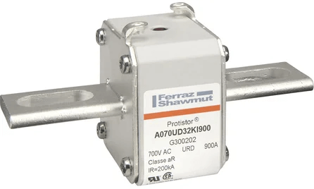 Ferraz Shawmut General Industrial Fuses Mersen A070UD32KI900 Protistor Fuse, 900A 700V AC, Size 32 aR, High-Speed Square Body with KI Bolted Contacts - Pack of 3