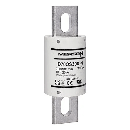 Mersen D70QS300-4 High-Speed Semiconductor Fuse - 300A 700VDC - Front View