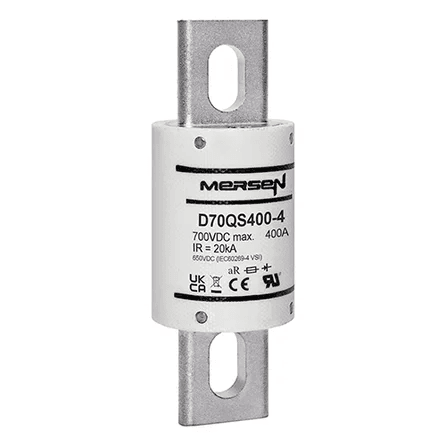 Ferraz Shawmut General Industrial Fuses Mersen D70QS400-4 D70QS Series High-Speed DC Fuse, 700VDC, 400A aR, 4.34in Round Body