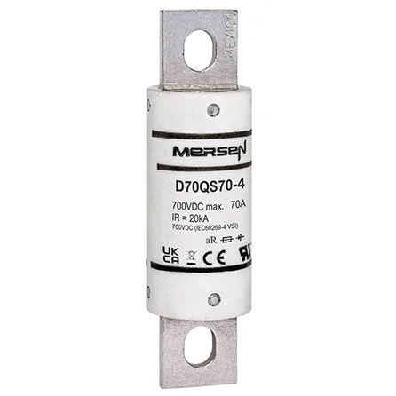 Mersen D70QS70-4 High-Speed DC Fuse - 70A 700VDC - Front View