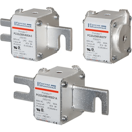 Ferraz Shawmut General Industrial Fuses Mersen PC32UD55V1250A Protistor Fuse, 1250A 550V AC, Size 32 aR, High-Speed Square Body with Striker - Pack of 3