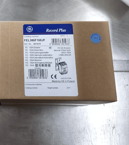 GE Molded Case Circuit Breakers GE Record Plus FEL306F160JF Molded Case Circuit Breaker, 160A 690V, 3-Pole, 100kA IC, LTMD Electronic Trip