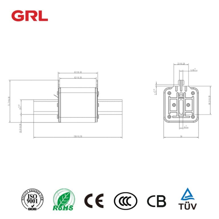 GRL General Industrial Fuses GRL Nh2 RT16-2 Hrc Ceramic Knife Blade Fuse Links 60pcs