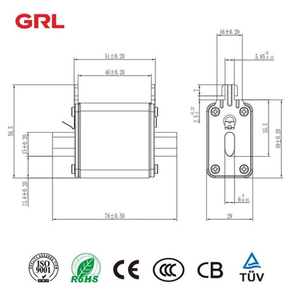 GRL GRL NH00 RT16-00 Fuse Element (150pieces) / 160A 3 Phase Fused Disconnect Switch DNH1-160/30G DN31001 (50pieces)