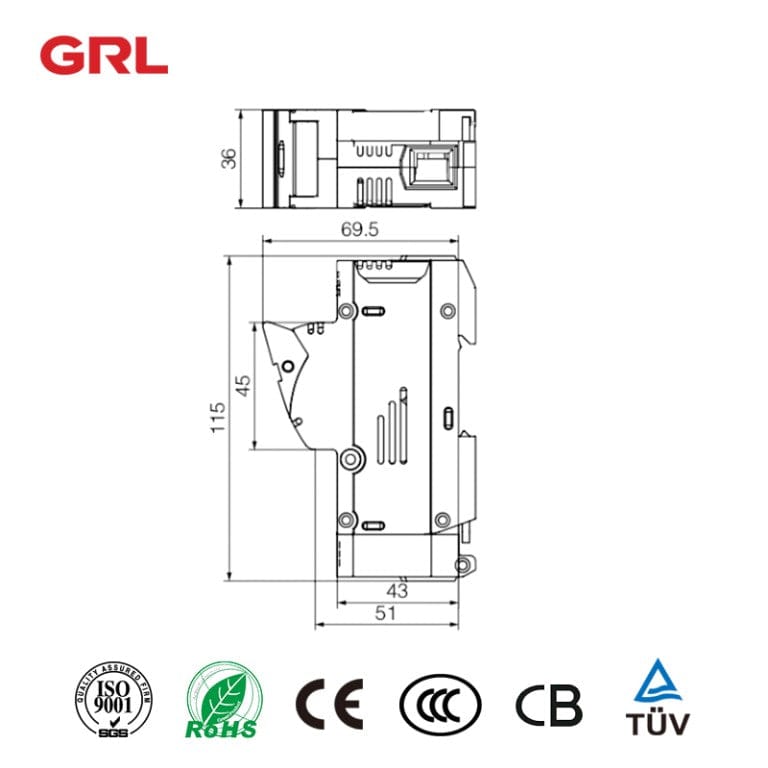 GRL RT18-125 20pcs GRL RT18-125 fuse size 22*58 din rail mount fuse holder