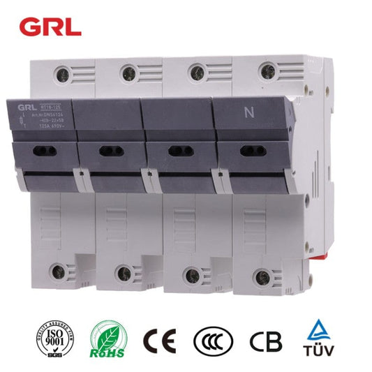 GRL RT18-125-3P+N 20pcs GRL RT18-125-3P+N fuse size 22*58 din rail mount fuse holder