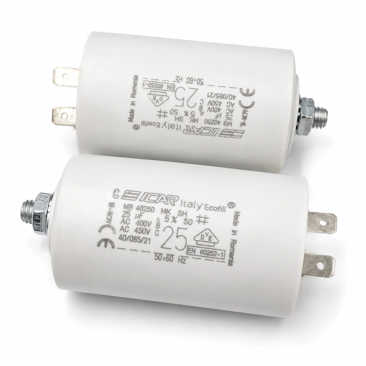Source ICAR WB40250 25µF 450VAC motor run capacitor for replacement sourcing. B2B RFQ support.