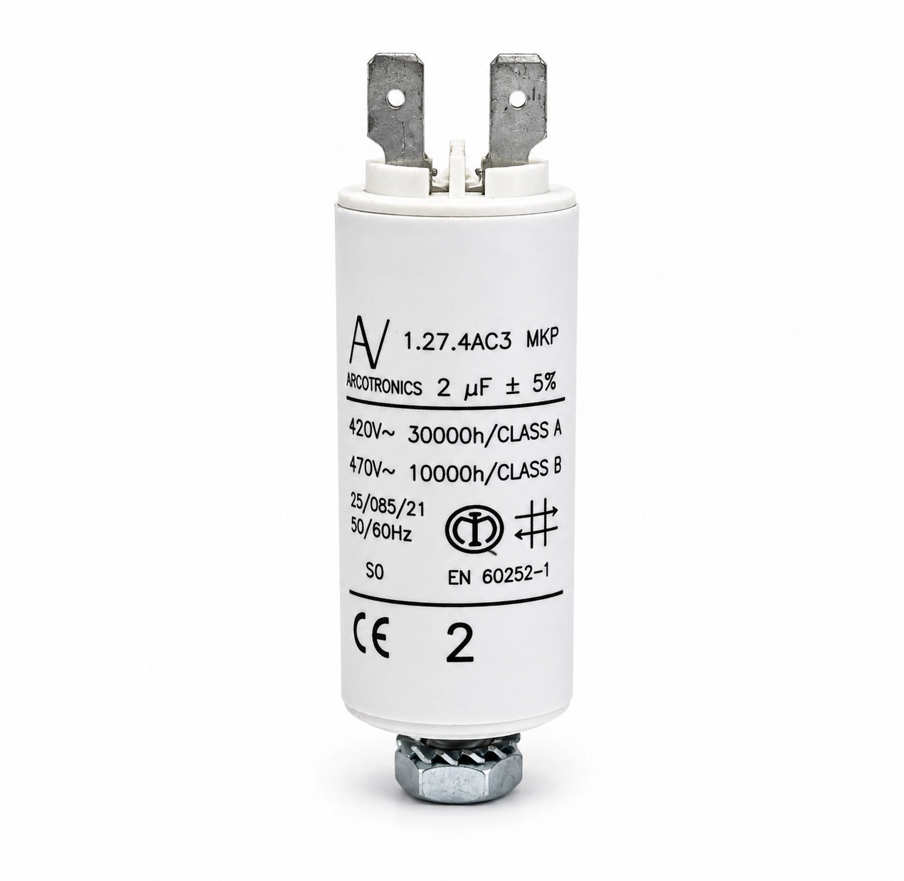ARCOTRONICS 1.27.4AC3 MKP AC Capacitor, 2 uF ±5%, 420/470 V