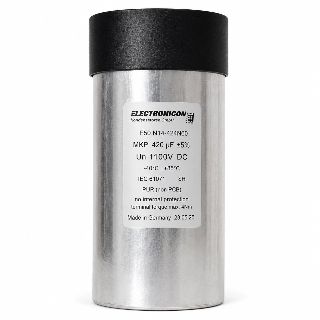 ELECTRONICON E50.N14-424N60 MKP Capacitor - 420 µF 1100V DC - Front View