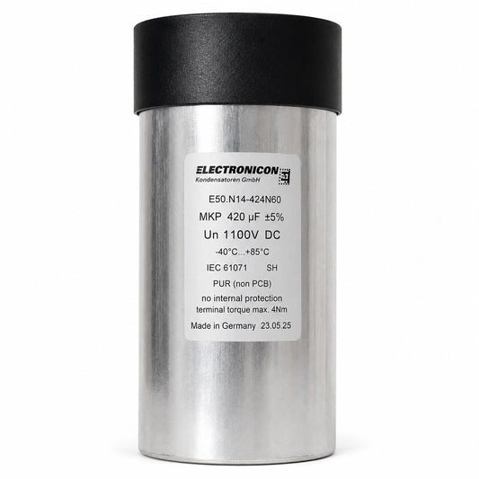 ELECTRONICON E50.N14-424N60 MKP Capacitor - 420 µF 1100V DC - Front View