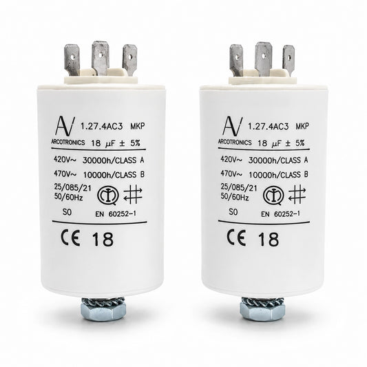 ARCOTRONICS 1.27.4AC3 MKP AC Capacitor - 18 uF ±5% - Front View