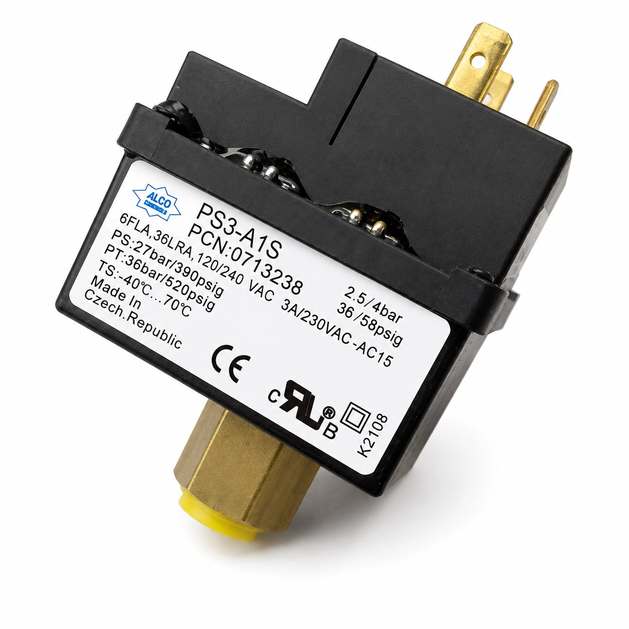 Emerson ALCO PS3-A1S Pressure Control Switch - 2.5/4 bar Low Pressure - Front View