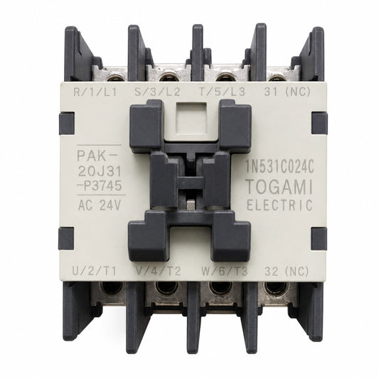 TOGAMI Electric PAK-20J31-P3745 Contactor, AC 24V Coil, 31-32 NC Auxiliary Contact