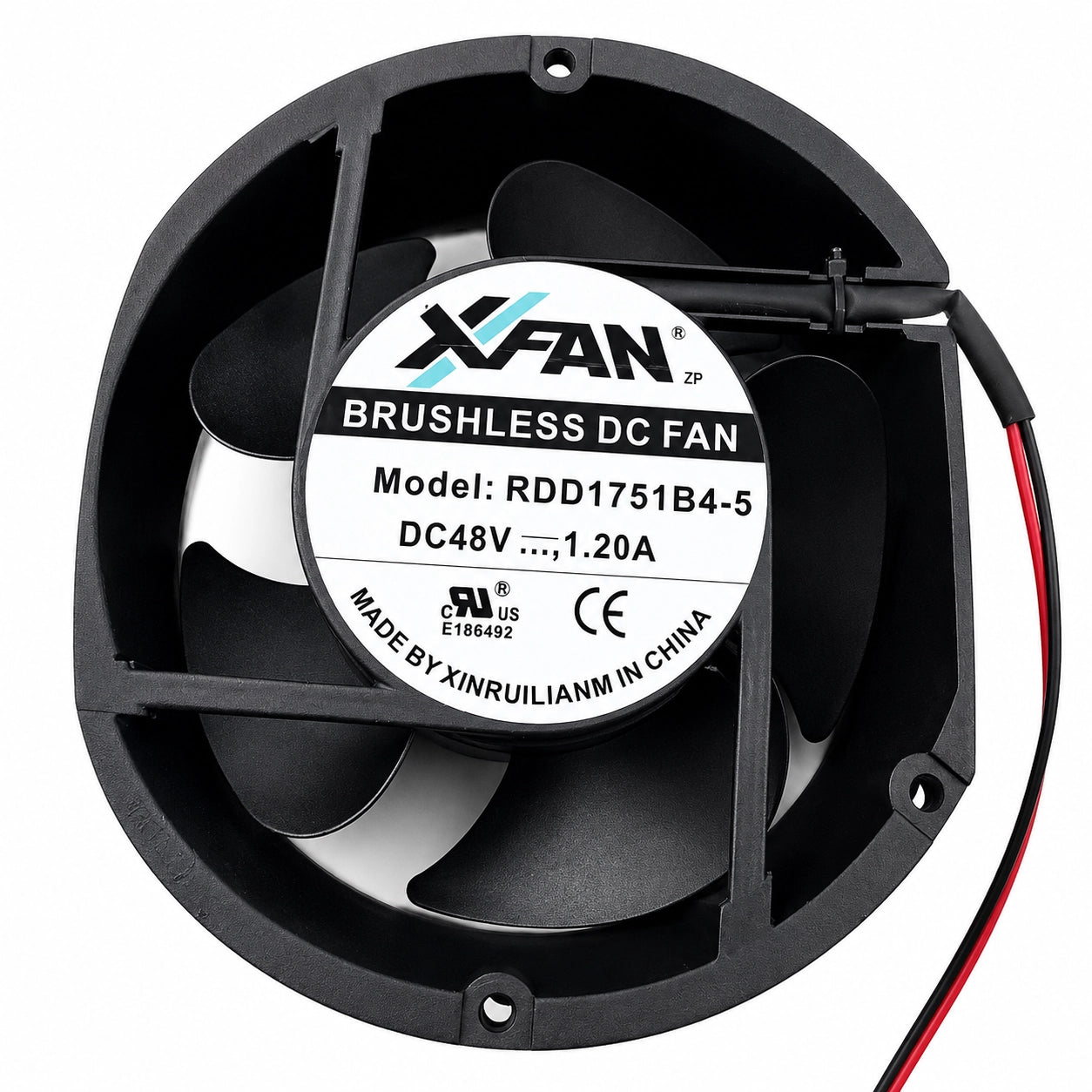 XFAN RDD1751B4-5 Brushless DC Fan - DC 48V 1.20A - Label Close-up