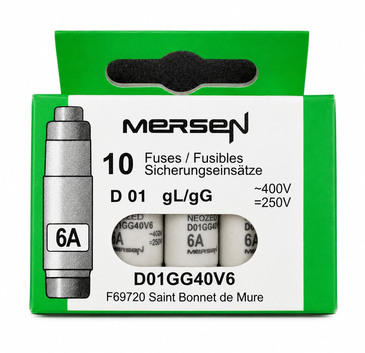 Mersen D01GG40V6 Fuse-Link - 400 V AC 6 A - Product Image