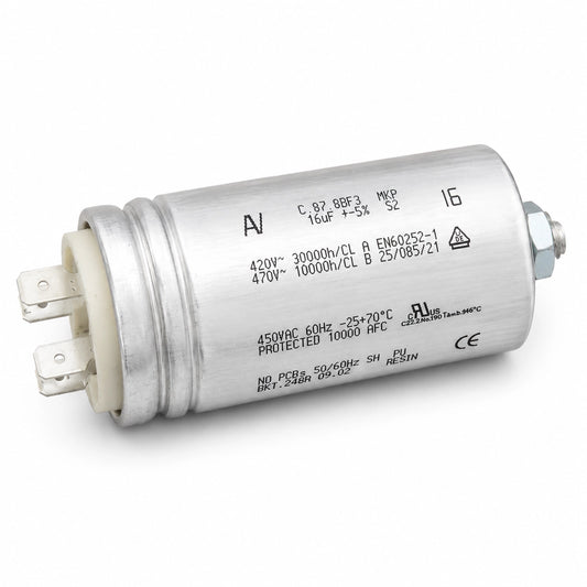ARCOTRONICS C.87.8BF3 MKP Capacitor - 16uF ±5% - Side Profile