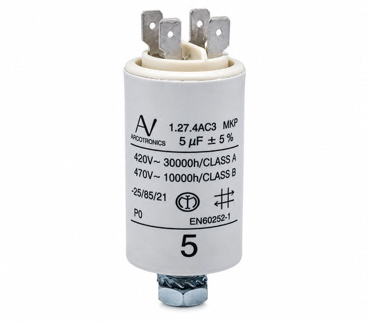 ARCOTRONICS 1.27.4AC3 MKP AC Capacitor - 5 uF ±5% - Front View
