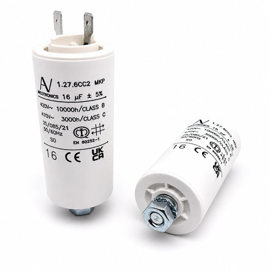 Arcotronics 1.27.6CC2 MKP Motor Capacitor - 16 µF 420V AC - Front View