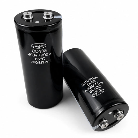 JiangHai CD138 Aluminum Electrolytic Capacitor - 400 VDC 7900 uF - Front View