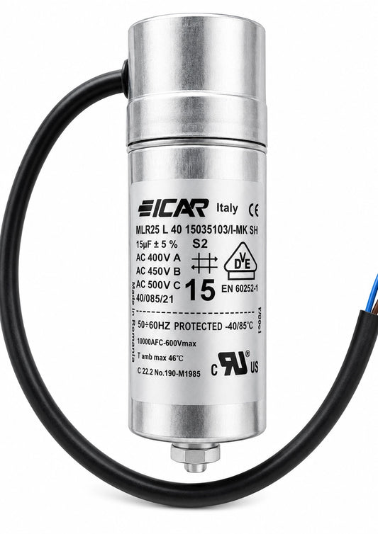 ICAR MLR25L4015035103/I-MK SH Motor Run Capacitor - 15µF 450V AC - Product Image