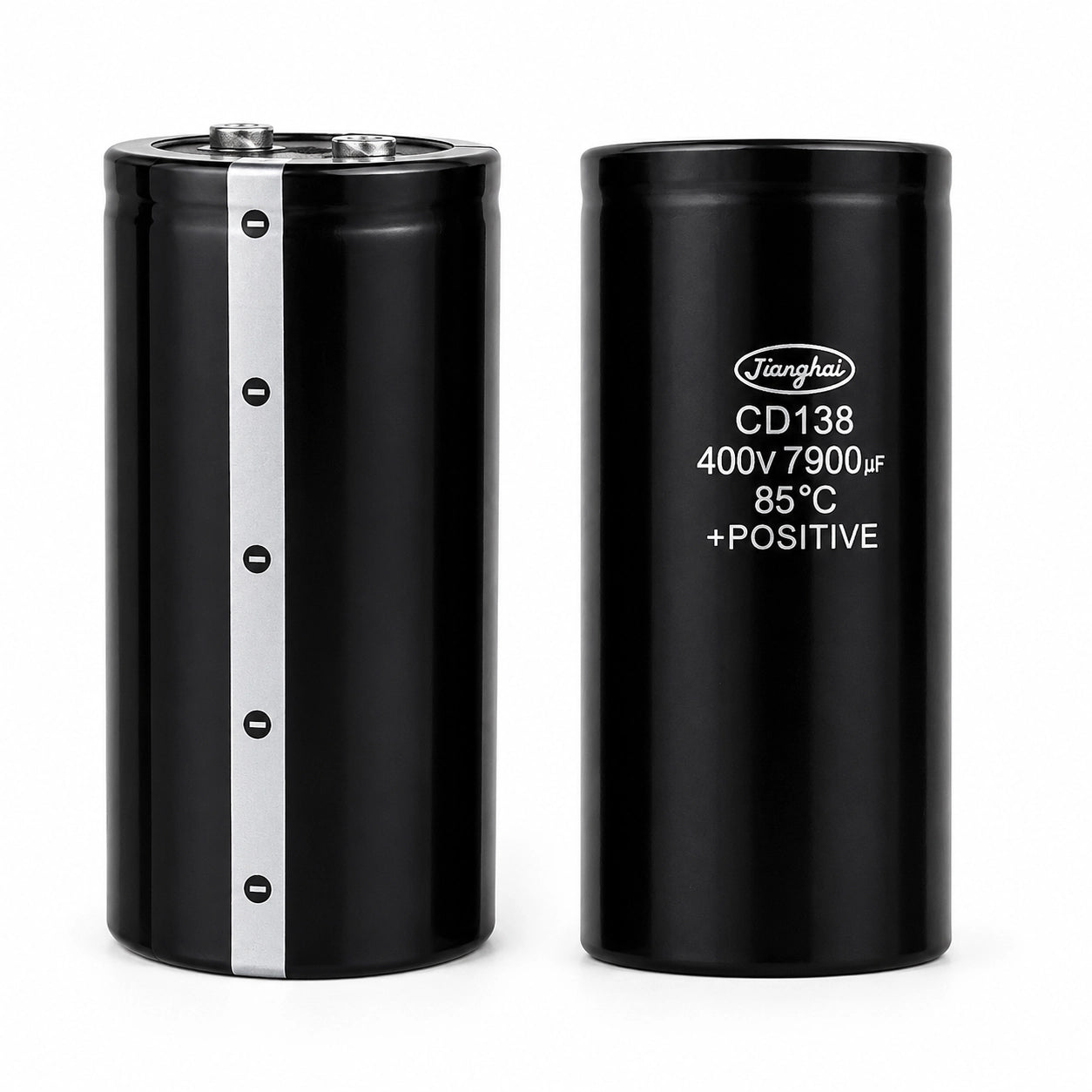 JiangHai CD138 Aluminum Electrolytic Capacitor - 400 VDC 7900 uF - Front View