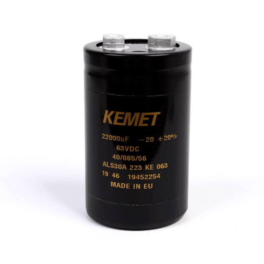 KEMET ALS30A223KE063 Aluminum Electrolytic Capacitor - 22000 µF 63V Screw Terminal - Front View