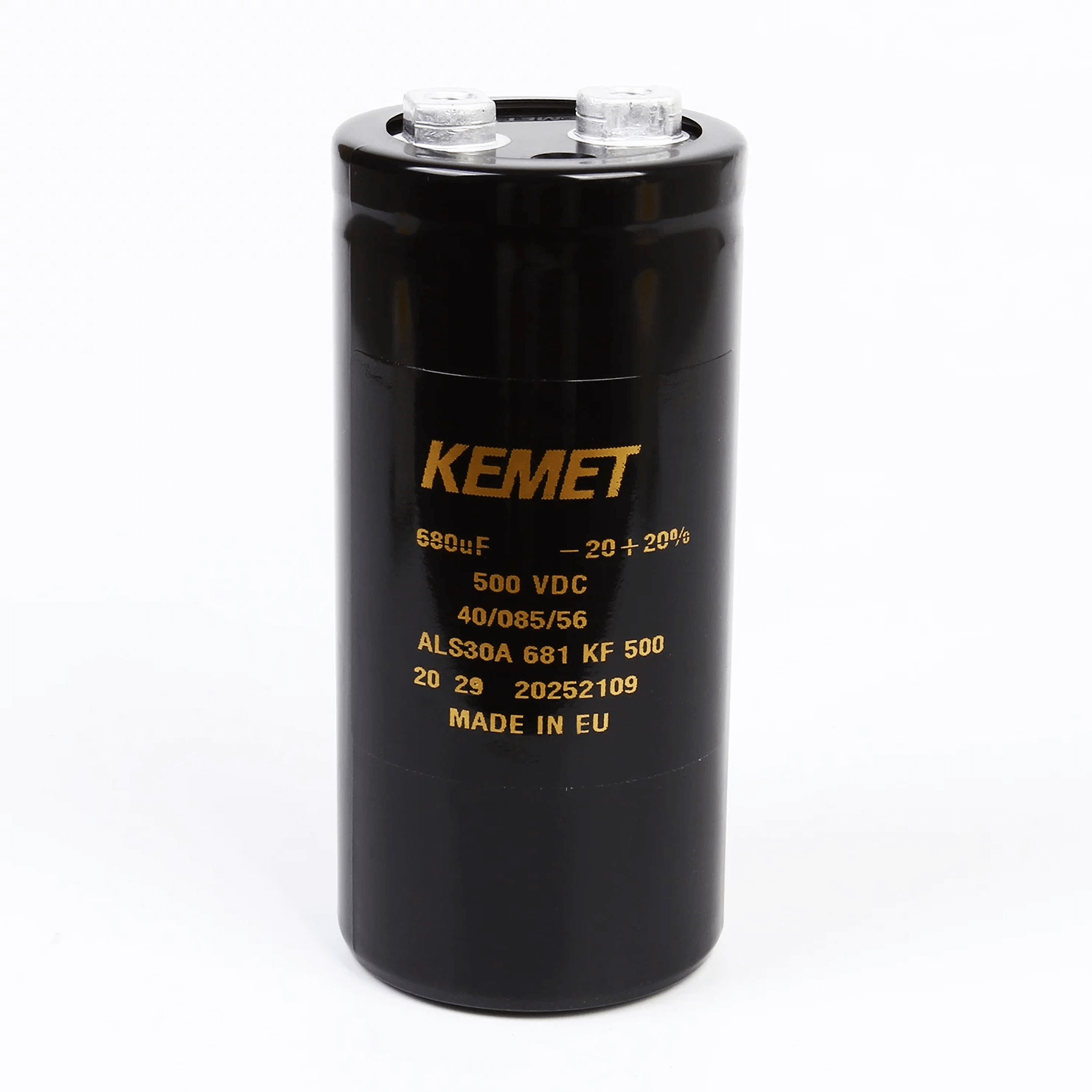 KEMET ALS30A681KF500 Aluminum Electrolytic Capacitor - 680uF 500V - Perspective View