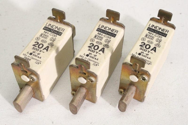 LINDNER NHC00 NH000 63A 500V 10pcs Lindner 63A 500V NH00 Series Fast-Acting Ceramic Fuses (NHC00, NH000)