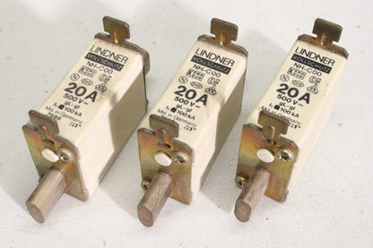 LINDNER NHC00 NH000 63A 500V 10pcs Lindner 63A 500V NH00 Series Fast-Acting Ceramic Fuses (NHC00, NH000)