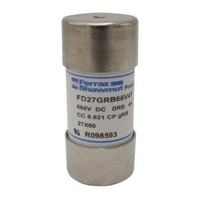 Mersen FD27GRB66V4T DC Ferrule Fuse - 4A 660V DC - Front View