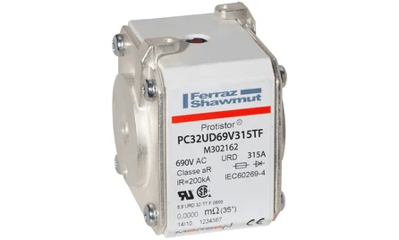 Mersen PC32UD69V315TF High-Speed Fuse - 315A 690V - Front View