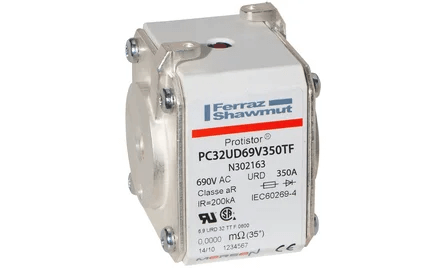 Mersen PC32UD69V350TF High-Speed Fuse - 350A 690V - Front View