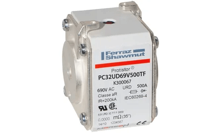 Mersen PC32UD69V500TF High-Speed Fuse - 500A 690V - Front View