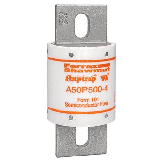 Mersen Industrial Fuses Mersen Amp‑Trap® A50P A50P500-4 High‑Speed Blade Fuse, 500A 500VAC / 450VDC — Pack of 5