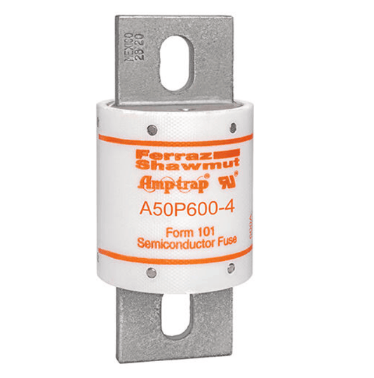 Mersen Semiconductor Protection Fuses Mersen Ferraz Shawmut A50P600-4 High Speed Semiconductor Fuse, 600A, 500VAC/450VDC, Form 101 Blade, Bolted, 50kA IR, Tin-Plated Copper, 50.8×113.5mm, Amp-Trap A50P Series – Pack of 4