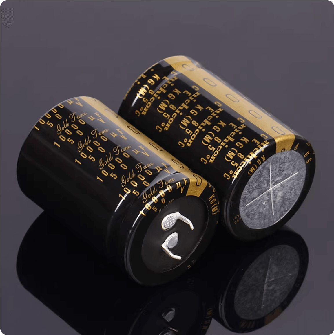 Nichicon Aluminum Electrolytic Capacitors Nichicon LKG1H103MESCBK Gold Tune Audio Grade Capacitor, 10000uF 50V, Snap-In, 35x50mm - Pack of 5