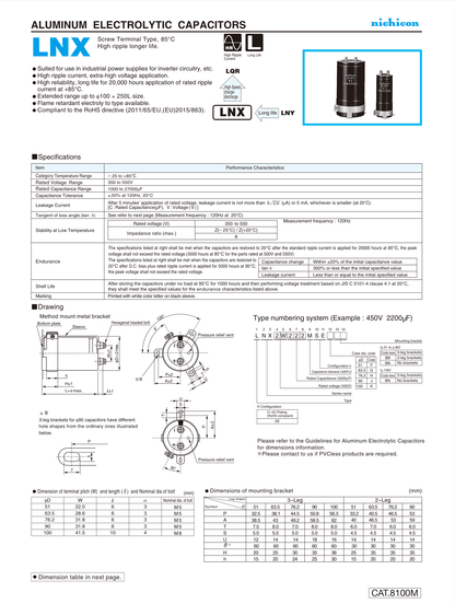 Nichicon Nichicon 400V 1000uF Capacitor (12Pieces)