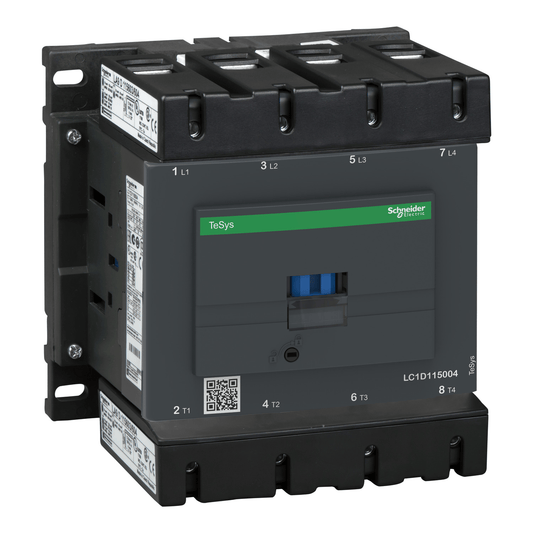 Schneider Contactor Schneider Electric LC1D115004M7 TeSys D Contactor, 200A, 4P(4NO), AC-1, 220VAC 50/60Hz Coil, Screw Clamp Terminals, With Protective Cover